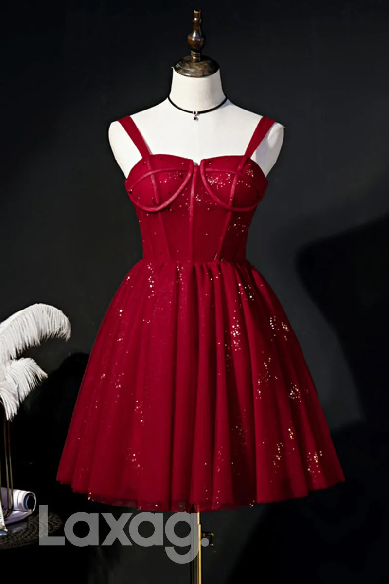12191 - Double Straps Sparkly Short Homecoming Dress