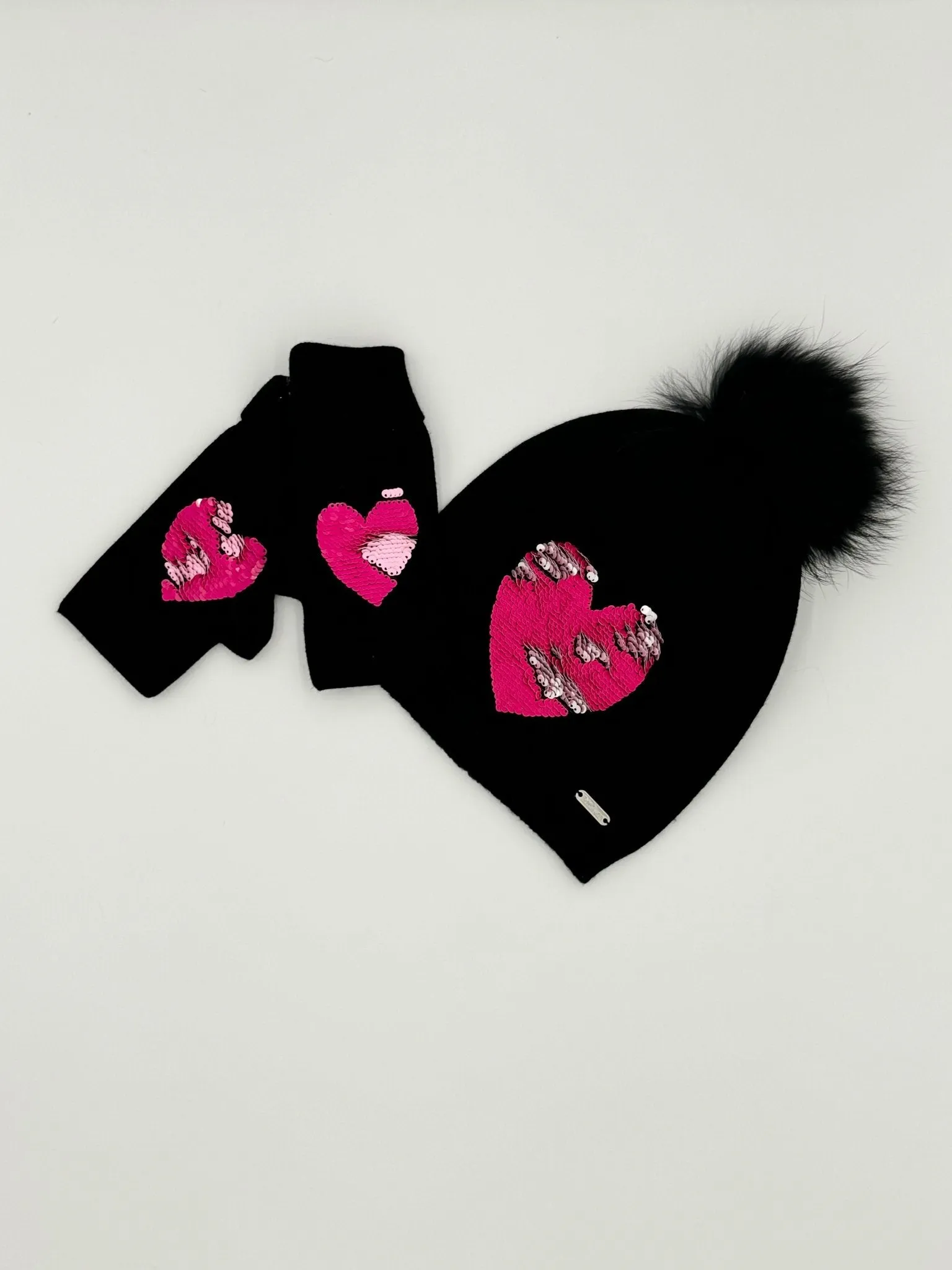 Black Gloves With Reversible Sequins
