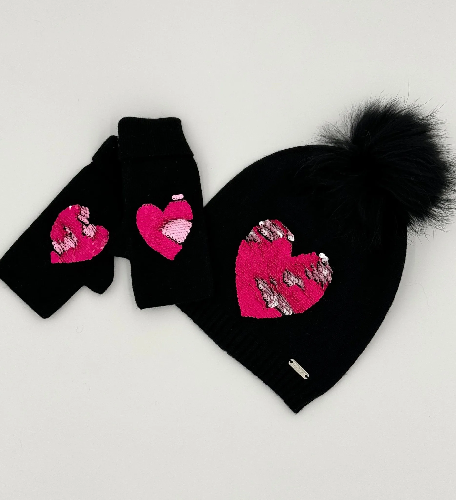 Black Gloves With Reversible Sequins