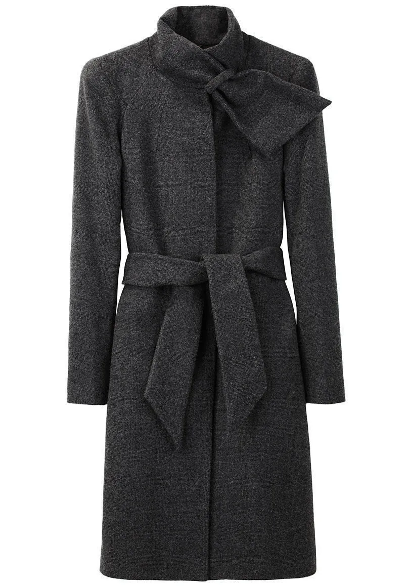 Draped Scarf Collar Coat