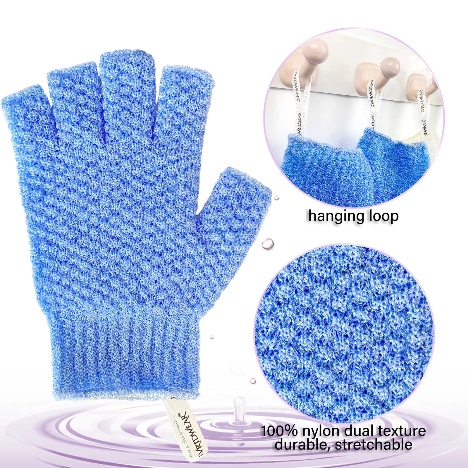 Exfoliating Bath Fingerless Gloves for Shower