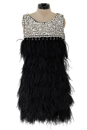 Gorgeous Fall 2010 Loris Azzaro by Vanessa Seward Runway Ostrich Feather & Huge Crystal Dress