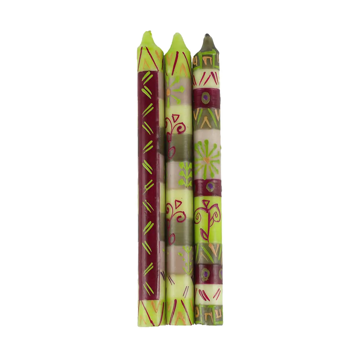 Hand Painted Candles in Kileo Design (three tapers) Nobunto