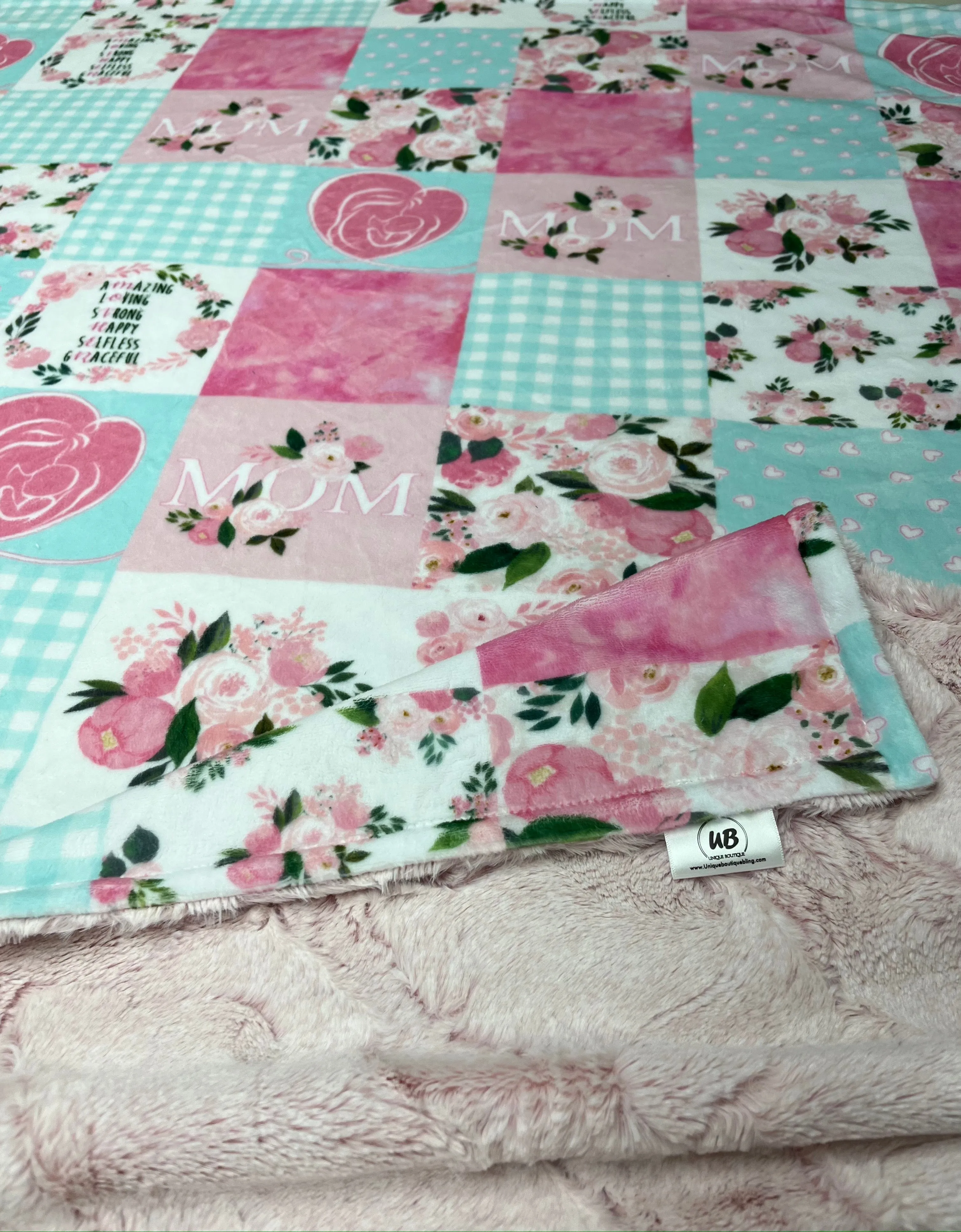 I Love Mom Minky Blanket Choose from MANY backing options in 3 sizes