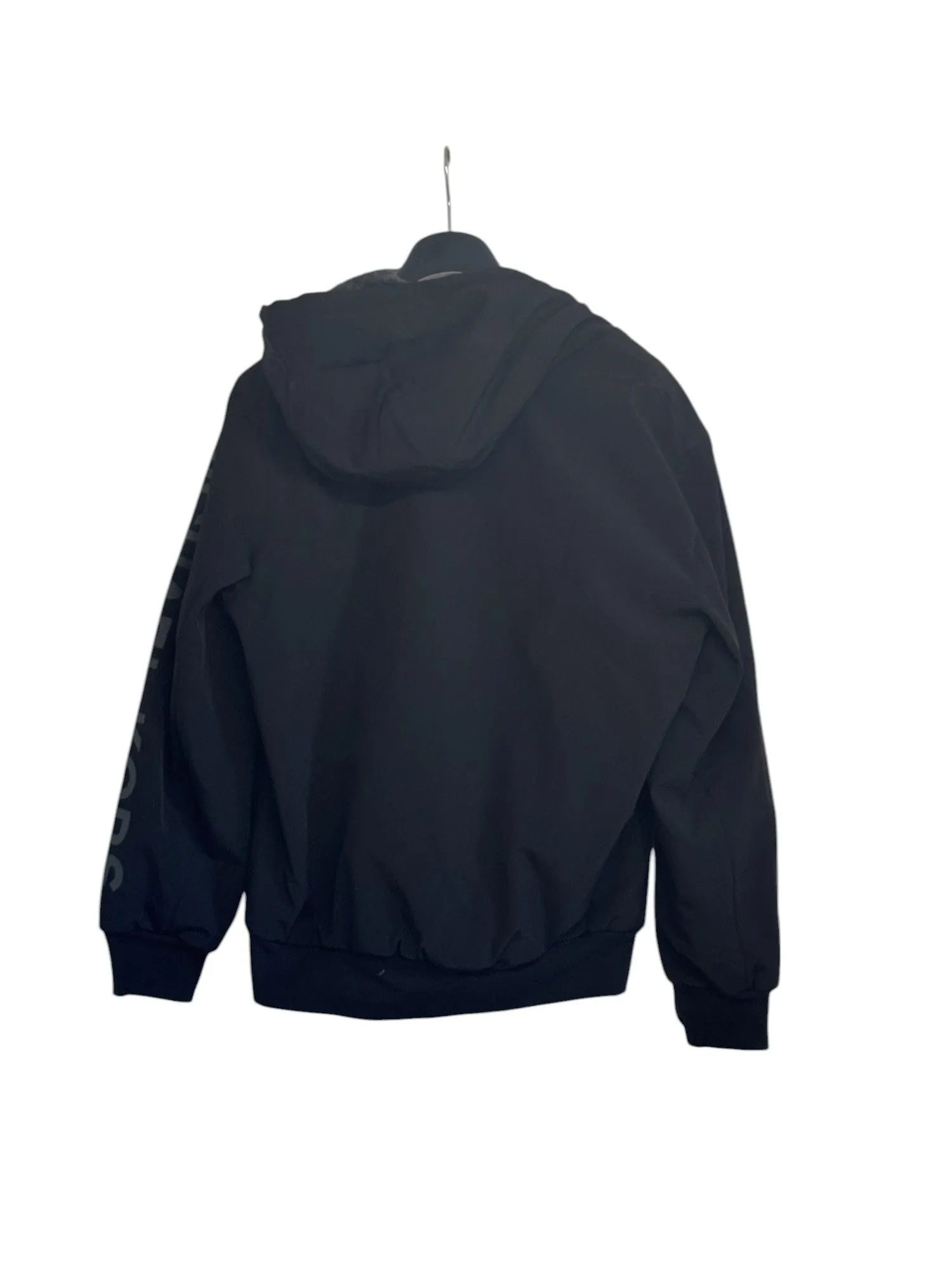 Michael Kors mens Sherpa Linen Hooded Jacket Coat Medium Black / Logo