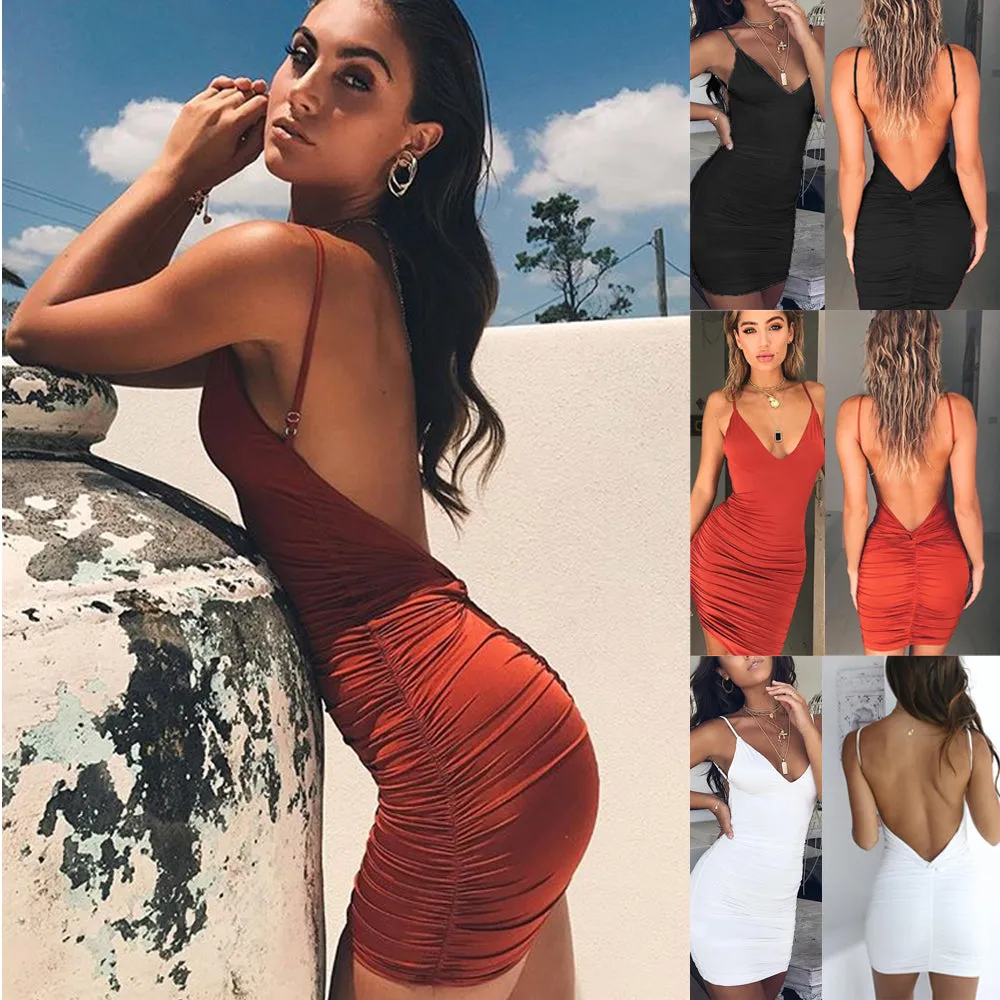 Mischa Backless Ruched Bodycon Mini Dress