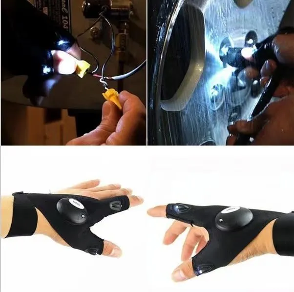 Outdoor LED Flashlight Glove, Camping Fishing Accessories, Gifts for Men Dad Husband Him