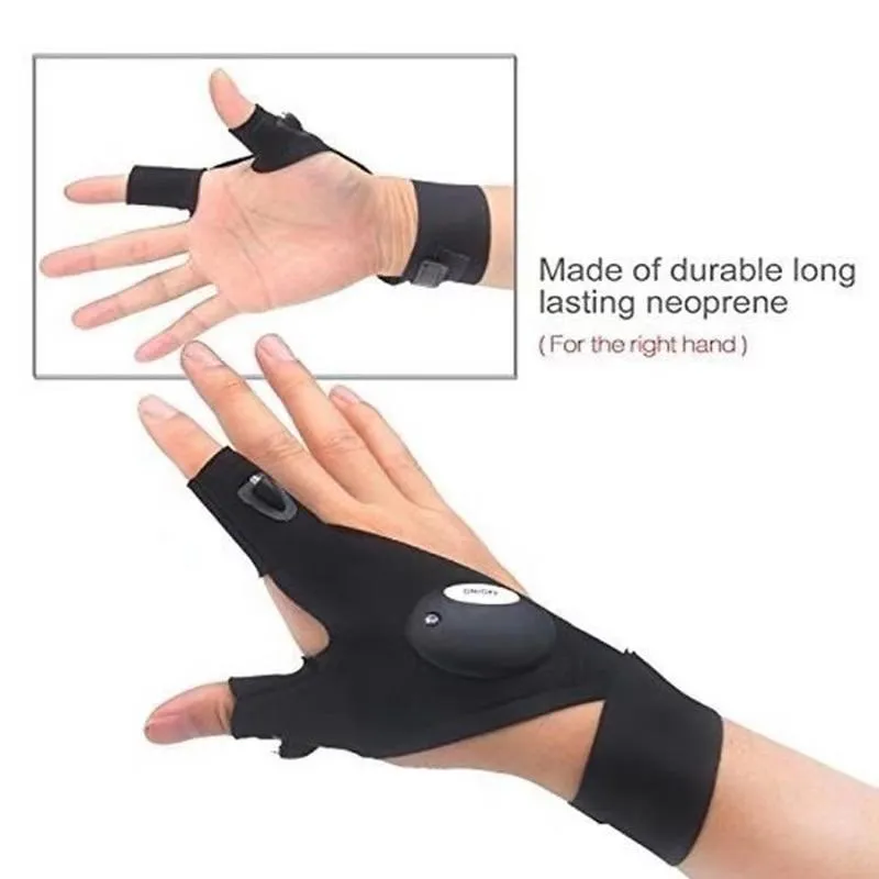 Outdoor LED Flashlight Glove, Camping Fishing Accessories, Gifts for Men Dad Husband Him