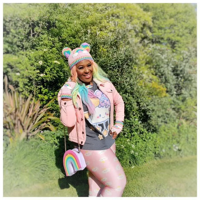 Pastel Rainbow Cloud Double Pom Pom Beanie (Duck Egg Blue)