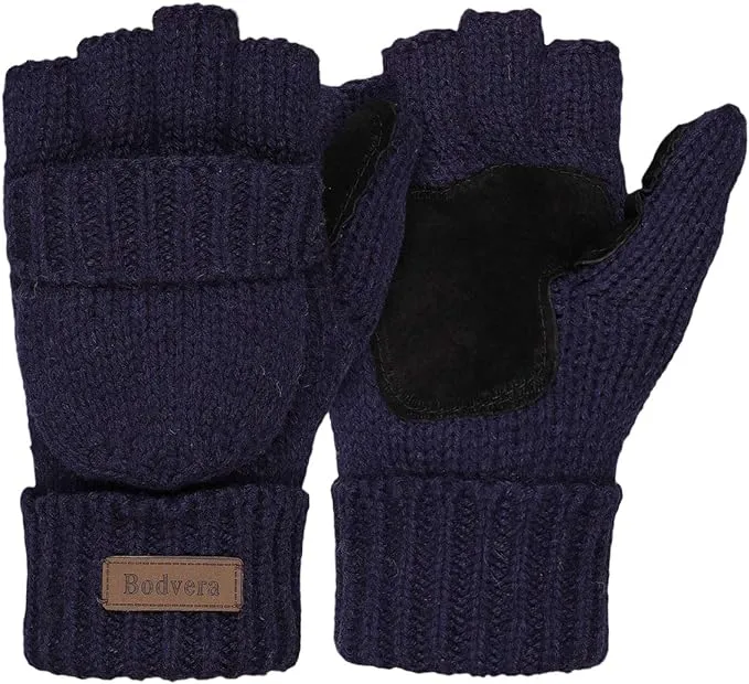 Soft Winter Knit Beige Fingerless Glove Mittens