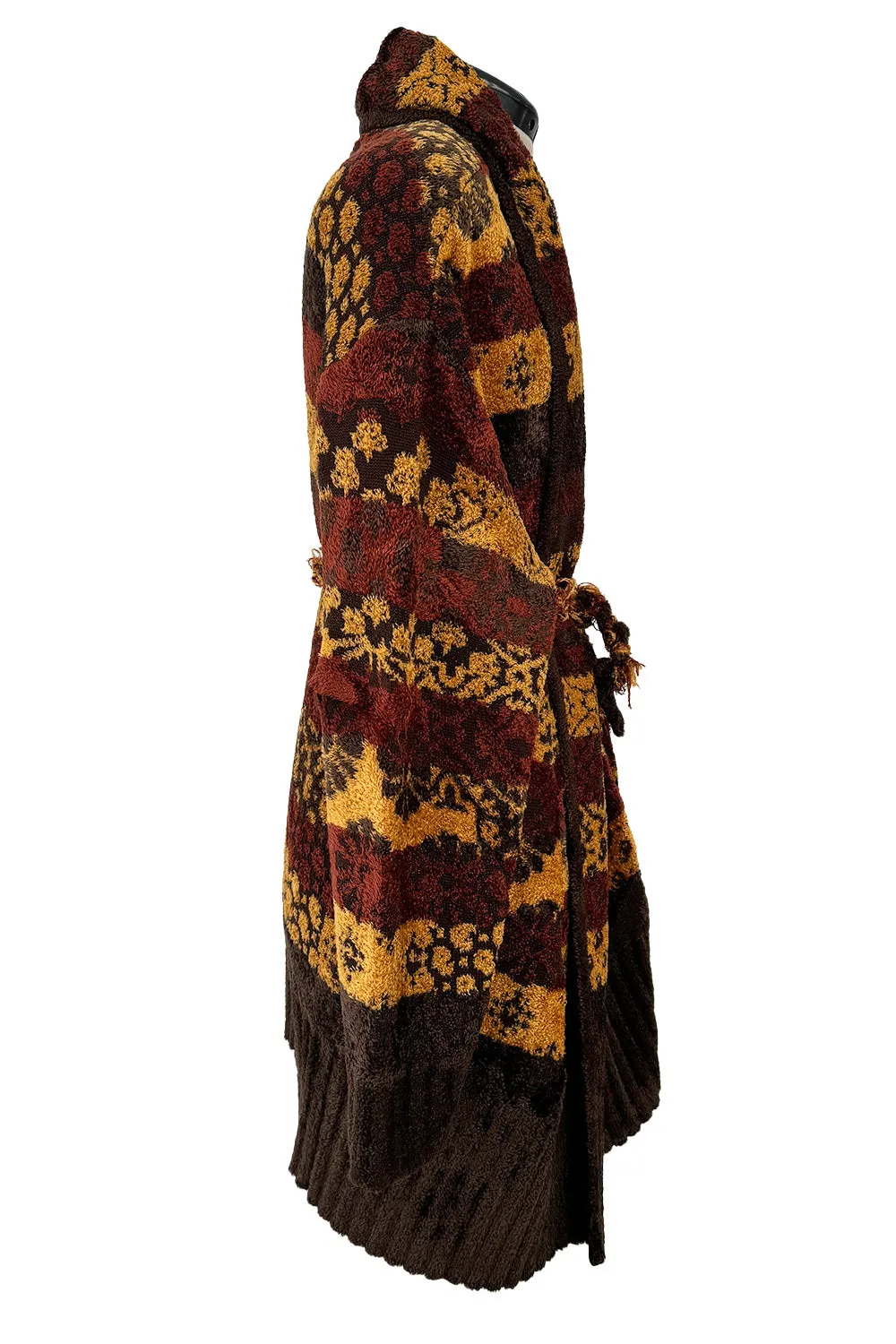 Softest Fall 1994 Christian Lacroix Runway Knit Printed Striped Slouchy Cardigan w Original Belt